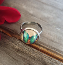 Load image into Gallery viewer, TURQUOISE BUTTERFLY CAB RING
