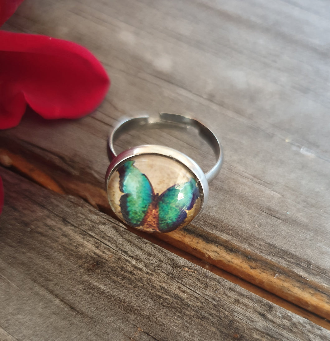 TURQUOISE BUTTERFLY CAB RING