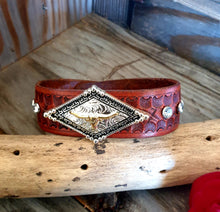 Load image into Gallery viewer, GENUINE LEATHER CUFF with STEER HEAD CONCHO
