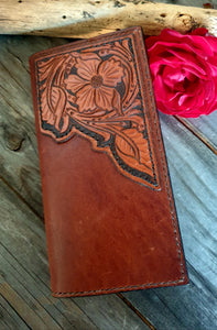 Genuine Leather Hand Carved Western Style Roper Bifold Wallet