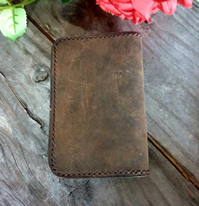 CRAZY HORSE GENUINE LEATHER LACED BI-FOLD WALLET with CONCHO