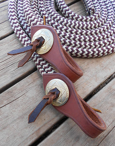 6 FT or 7 FT SPLIT REINS with SHAPED WATER STRAPS and CONCHOS