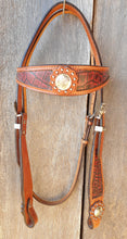 Load image into Gallery viewer, WIDE BUCKAROO STYLE BROWBAND HEADSTALL
