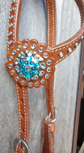 Load image into Gallery viewer, BLUE BLING ONE EARRED HEADSTALL
