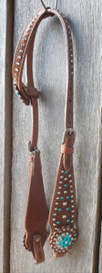 BLUE BLING ONE EARRED HEADSTALL