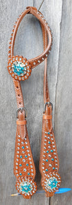 BLUE BLING ONE EARRED HEADSTALL