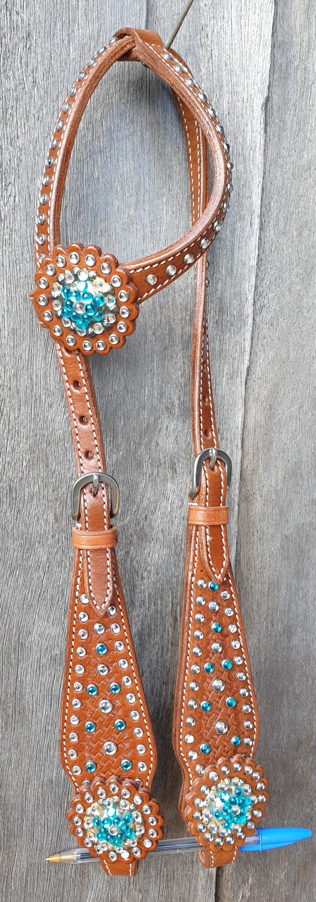 BLUE BLING ONE EARRED HEADSTALL