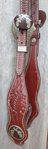 ONE EARRED HEADSTALL with GUN BUCKLES and CONCHOS