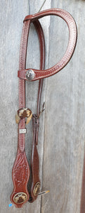 ONE EARRED HEADSTALL with GUN BUCKLES and CONCHOS