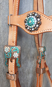 LIGHT TAN with BLUE CRYSTAL CONCHOS