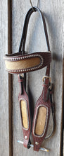 Load image into Gallery viewer, BUCKAROO WIDE BROW and CHEEKS CARAMEL HIDE HEADSTALL
