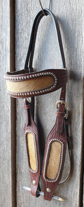 BUCKAROO WIDE BROW and CHEEKS CARAMEL HIDE HEADSTALL