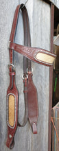 Load image into Gallery viewer, BUCKAROO WIDE BROW and CHEEKS CARAMEL HIDE HEADSTALL
