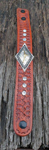 GENUINE LEATHER CUFF with STEER HEAD CONCHO