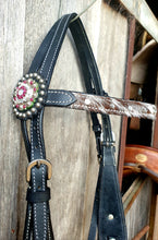 Load image into Gallery viewer, HAIR ON HIDE BLACK HEADSTALL
