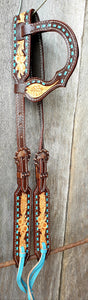CARVED BUCKSTITCHED ONE EARRED HEADSTALL