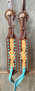 CARVED BUCKSTITCHED ONE EARRED HEADSTALL