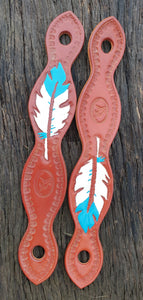 HAND CARVED SLOBBER STRAPS - FEATHERS