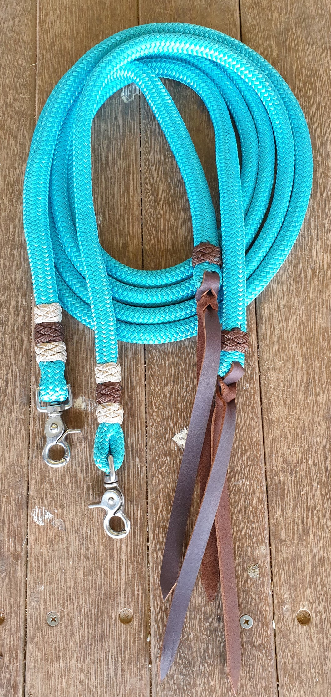 6.5 FT ROPE SPLIT REINS WITH DECORATIVE KNOTS
