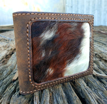 Load image into Gallery viewer, MENS HAIR ON HIDE INLAY BI-FOLD WALLET
