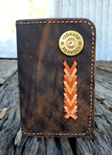 Load image into Gallery viewer, CRAZY HORSE GENUINE LEATHER LACED &quot;SHOTGUN&quot; BI-FOLD WALLET
