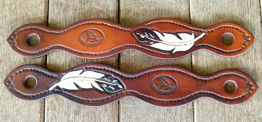 HAND CARVED SLOBBER STRAPS - FEATHERS