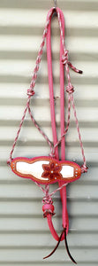 BRONC NOSE HALTER and LEAD SET - Hair On Hide Flower 002