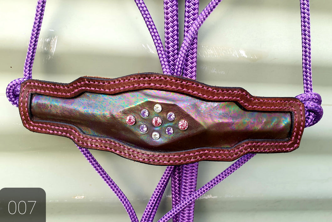 BRONC NOSE HALTER and LEAD SET -  Purple Oil Slick 007