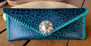 LEATHER LACED CLUTCH