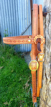 Load image into Gallery viewer, HERMAN OAK DIAMOND STAMPED HEADSTALL
