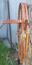 Load image into Gallery viewer, HERMAN OAK DIAMOND STAMPED HEADSTALL
