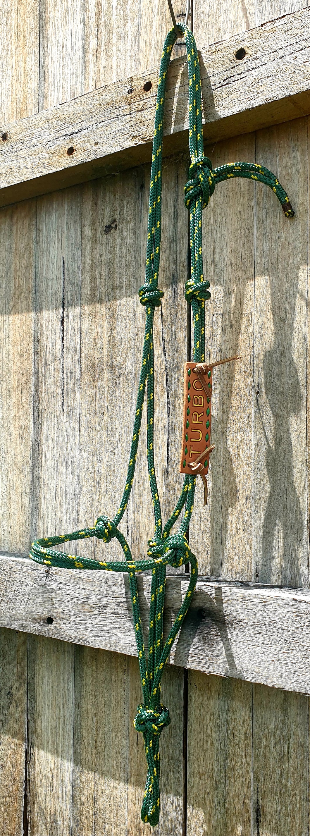 STANDARD ROPE HALTER with LEATHER NAME PLATE