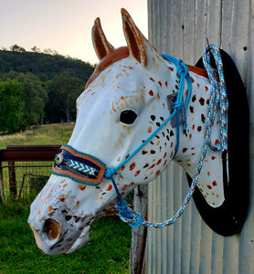 BRONC NOSE HALTER and LEAD SET -  Black Laced Inlay 008