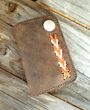 Load image into Gallery viewer, CRAZY HORSE GENUINE LEATHER LACED BI-FOLD WALLET with CONCHO
