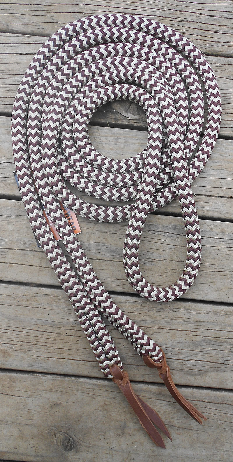 9 FT STOCKMENS REINS with LEATHER ENDS